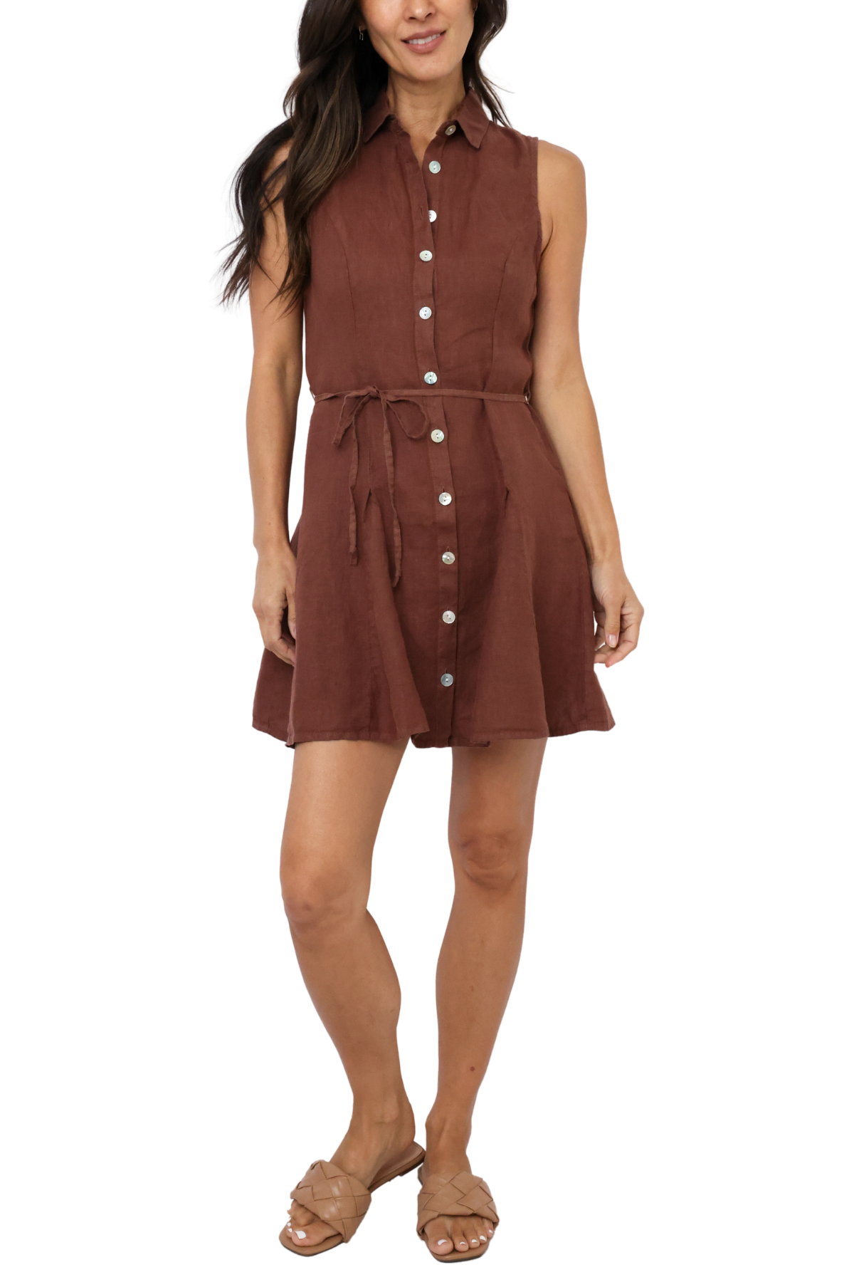 Bella Dahl Sleeveless Seamed Shirt Dress