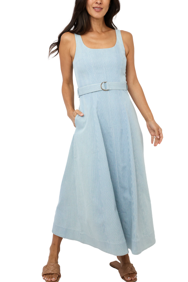 Karina Grimaldi Lilliana Denim Maxi Dress in Blue
