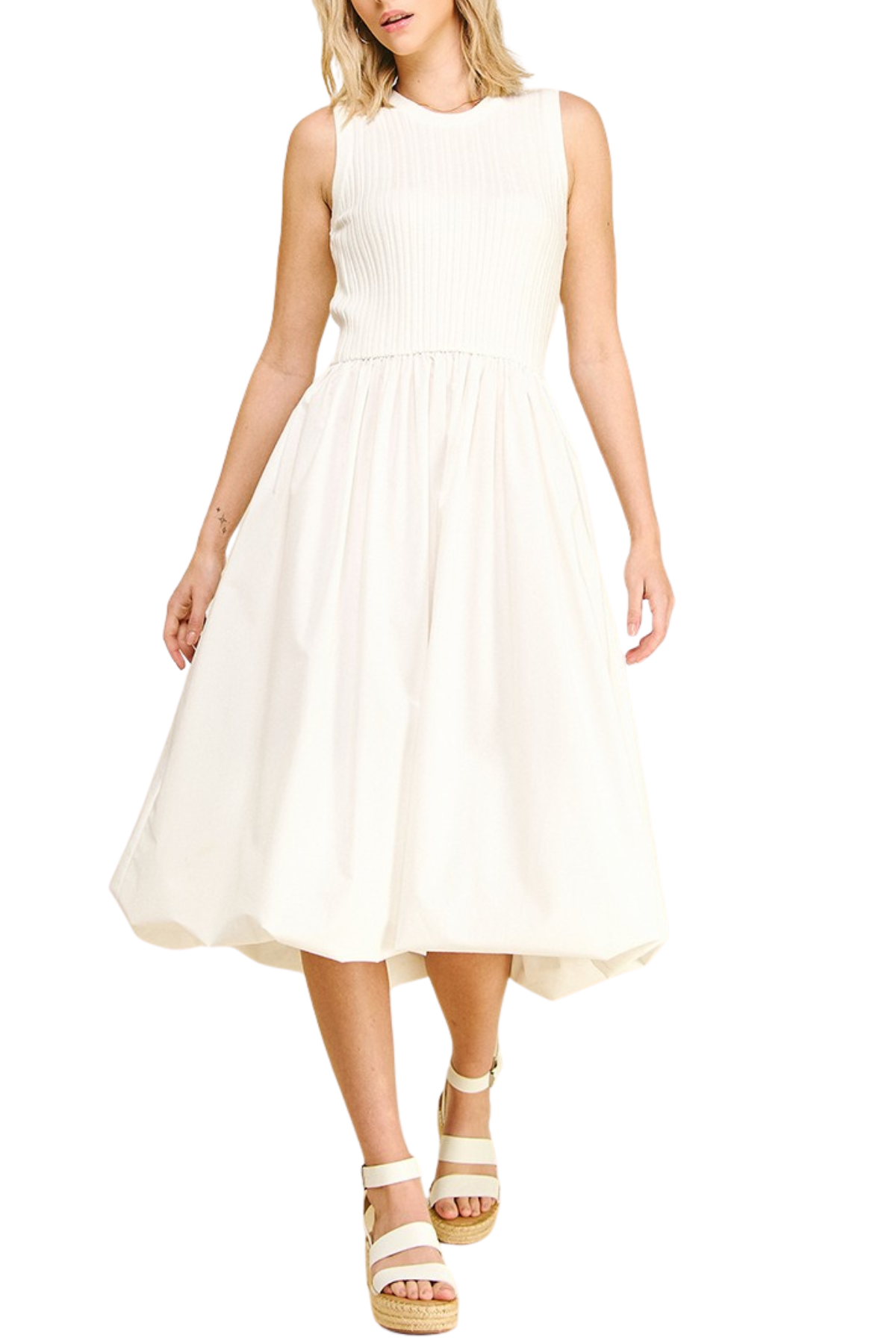 Puff Hem Midi Dress