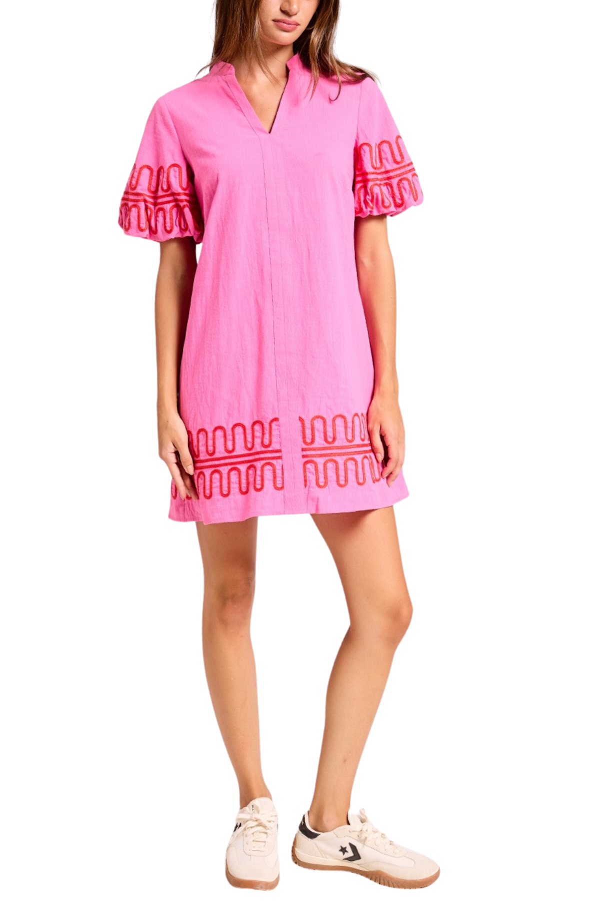Loopy Trim Ruffle Dress
