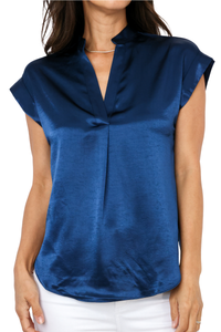 Cap Sleeve Satin Blouse