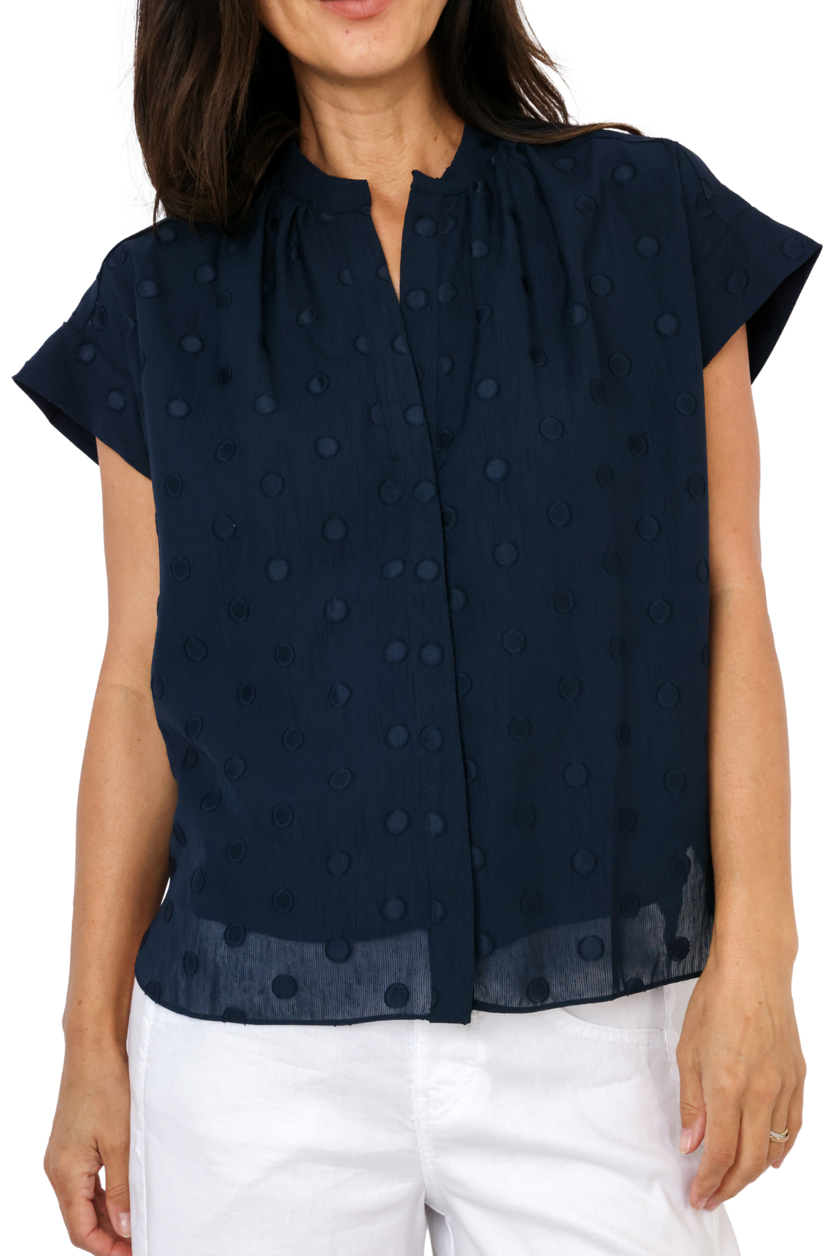 Dot Button Down Blouse
