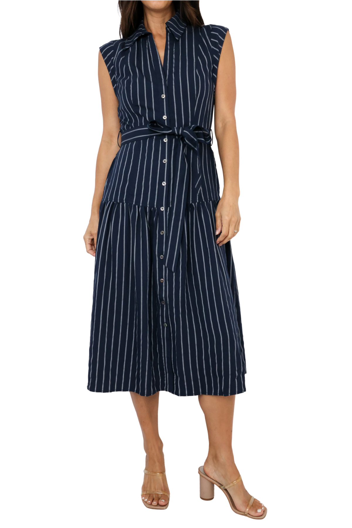 Striped Button Down Midi Dress