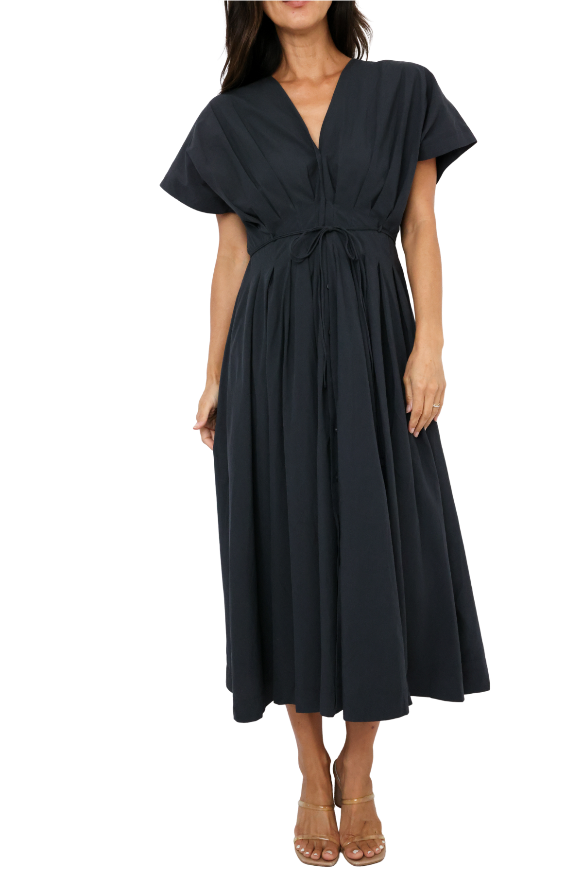 Drawstring Waist Dolman Sleeve Dress