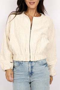 Floral Jacquard Zip Up Jacket