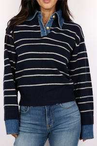 Sofia Stripe Collared Sweater