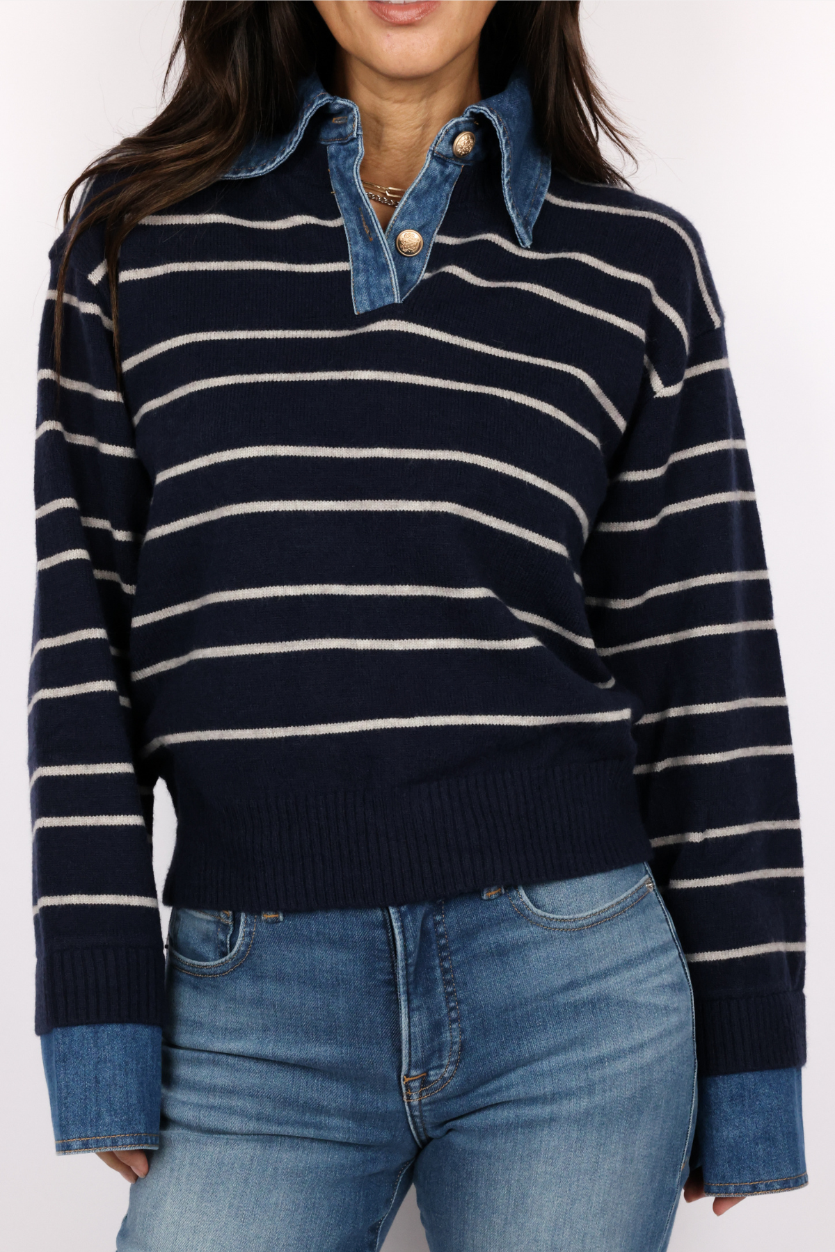 Sofia Stripe Collared Sweater