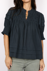 Short Sleeve Crinkle Detail Top