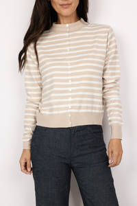 Mock Neck Striped Cardigan