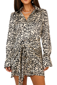 Timeless Tie Waist Mini Shirt Dress