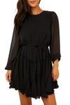 Ditsy Chiffon Flared Mini Dress