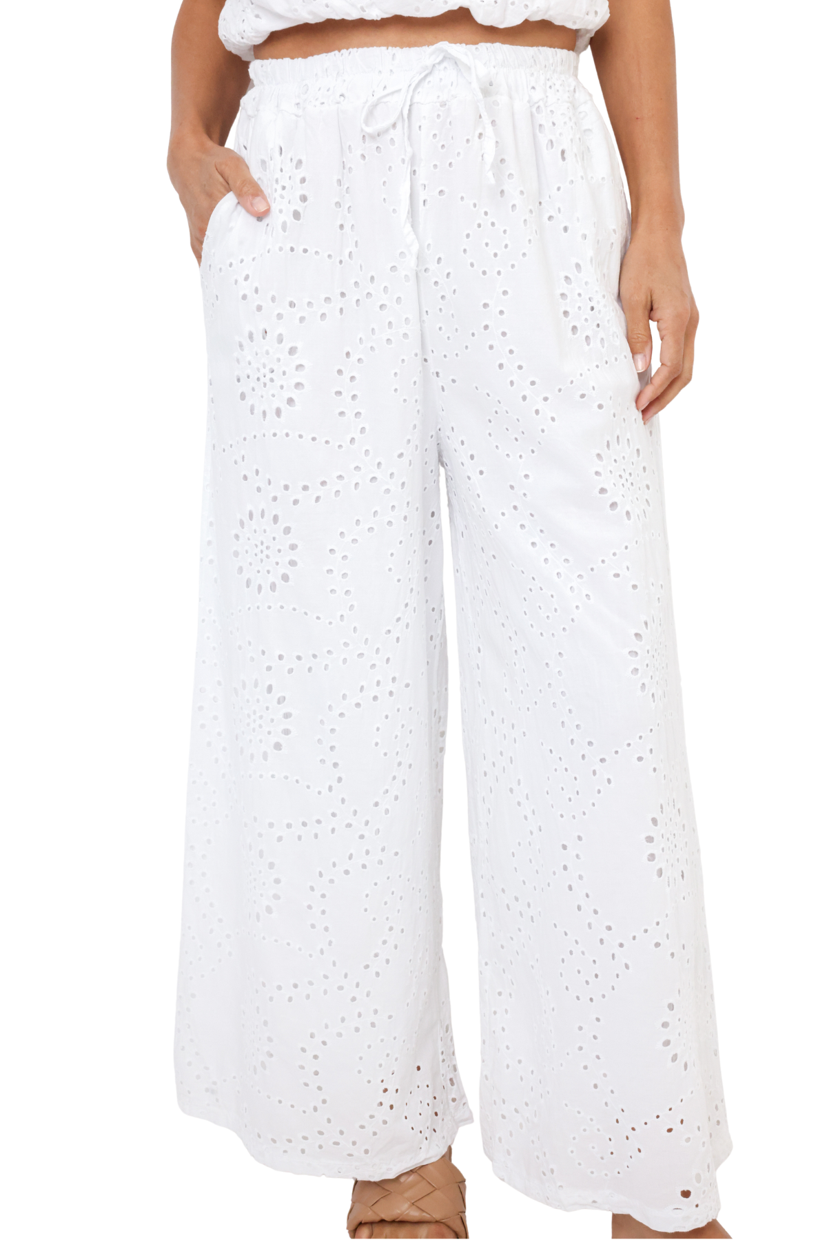 Milio Milano Wide Leg Eyelet Pants
