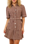 Erika Checkered Belted Dress