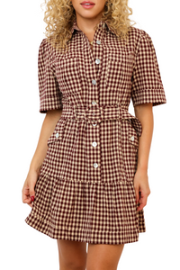 Erika Checkered Belted Dress