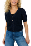Metallic Crochet Half Sleeve Cardigan