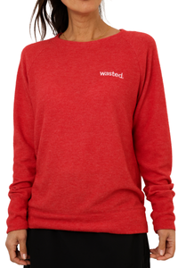 Embroidered Wasted Lightweight Brushed Fleece Pullover Sweater