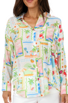 Button Down Printed Oversized Top