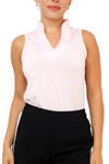 Lucky In Love Pleated Placket Textured Sleeveless Tank
