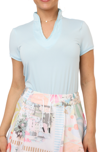 Lucky In Love Pleated Placket Short Sleeve