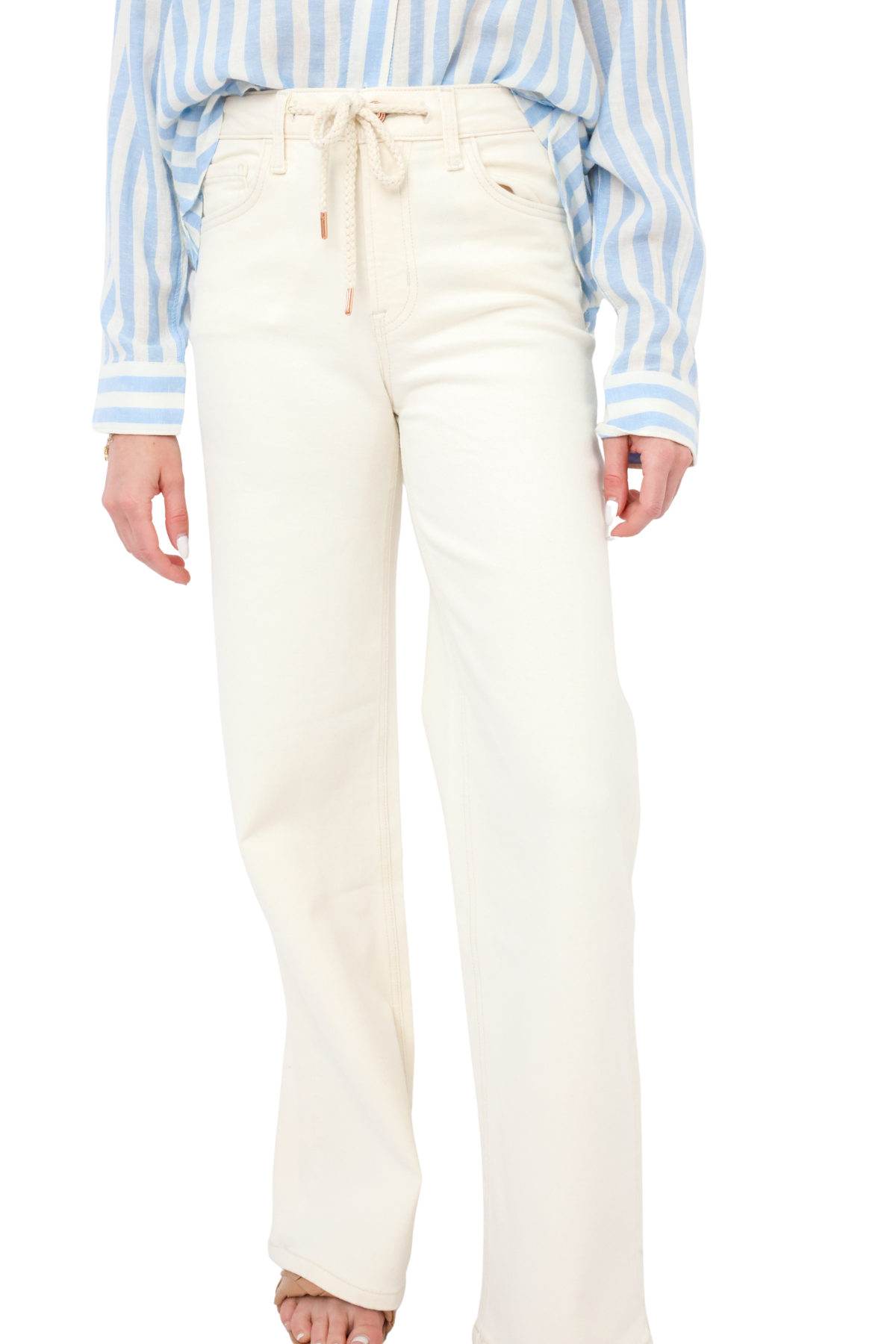 Vervet High Rise Drawstring Wide Leg Jeans