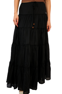 Drawstring Detail Tiered Maxi Skirt