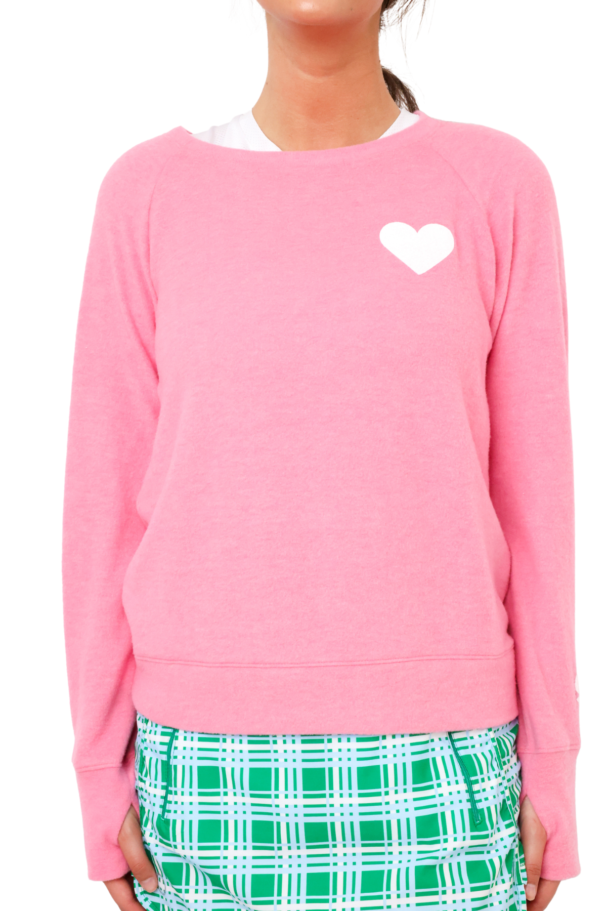 Heart Sleeve Golf Lightweight Brushed Fleece Pullover Sweater