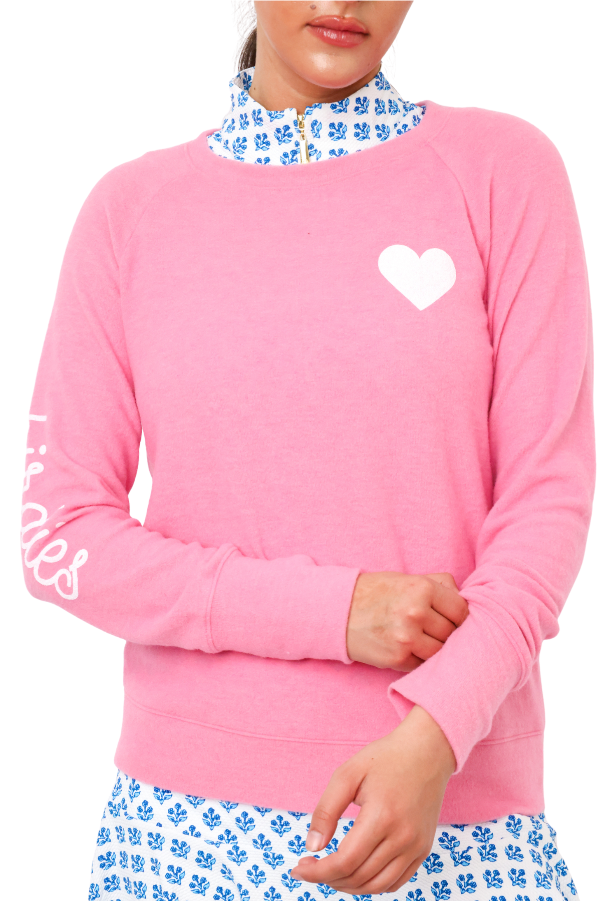Heart Sleeve Birdies Lightweight Brushed Fleece Pullover Sweater