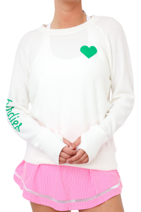Heart Sleeve Birdies Lightweight Brushed Fleece Pullover Sweater