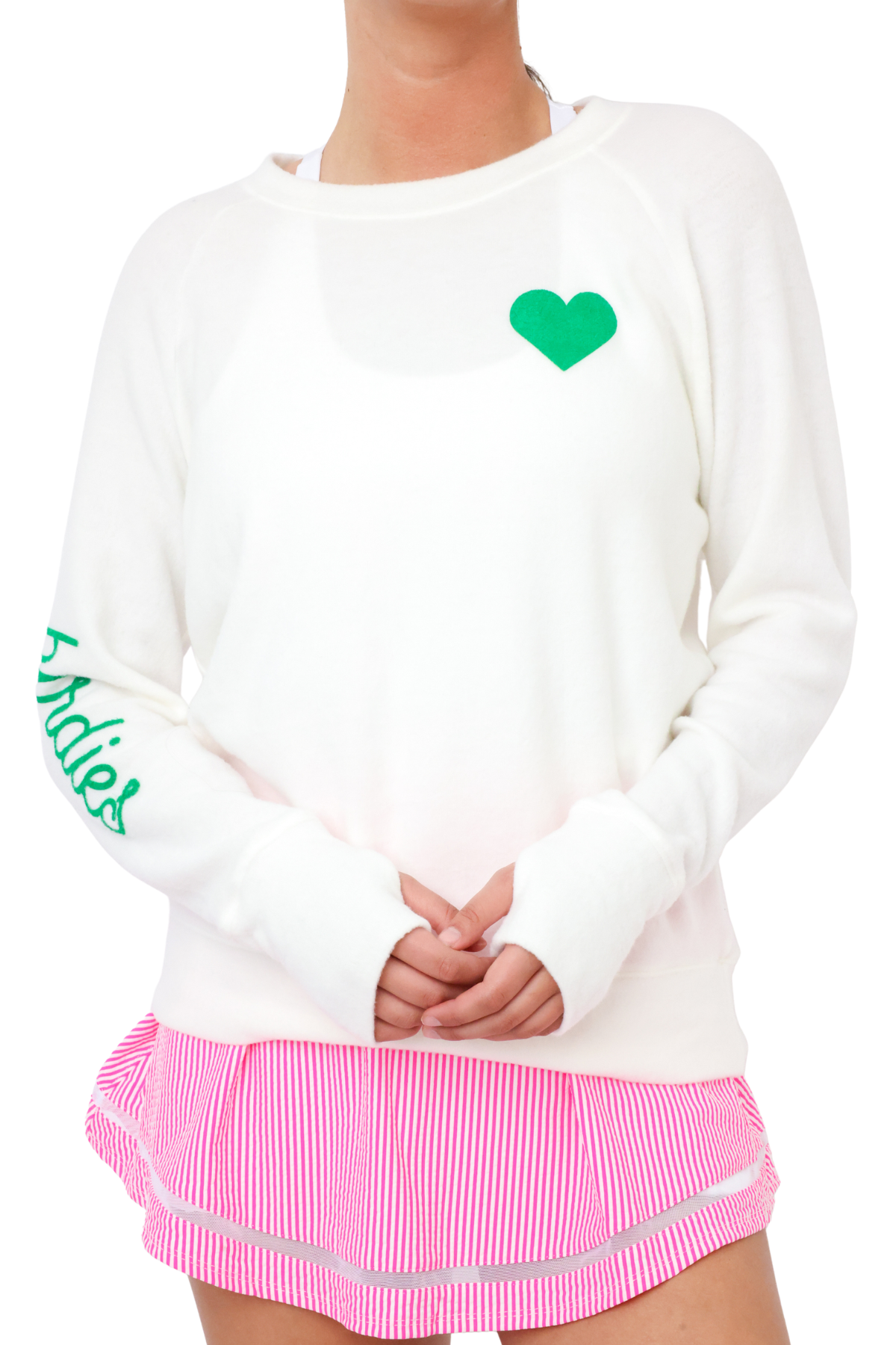 Heart Sleeve Birdies Lightweight Brushed Fleece Pullover Sweater