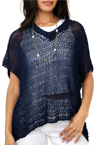Milio Milano V-Neck Crochet Knit Top