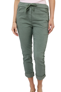 Star Ribbon Side Stripe Drawstring Crinkle Jogger