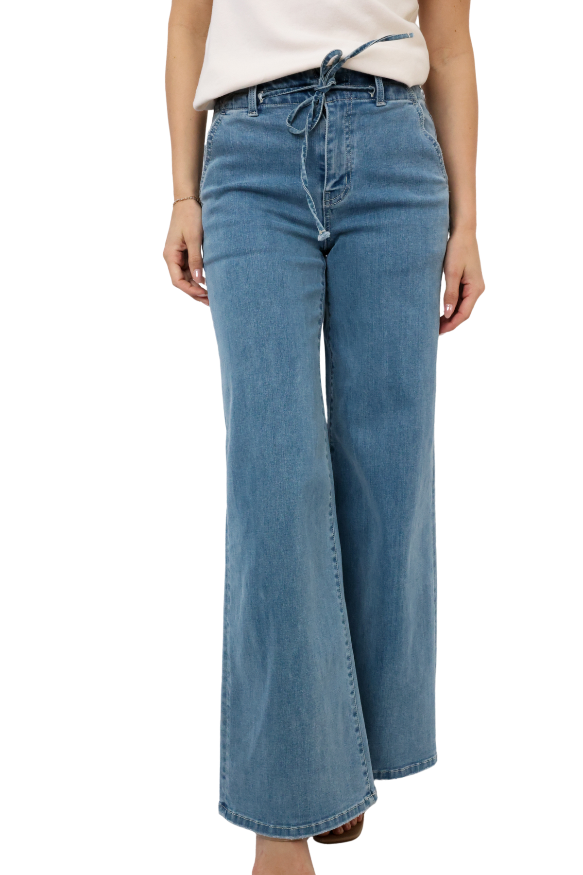 Vervet High Rise Waist Tie Palazzo Pants