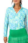 IBKUL Kathy Print Long Sleeve Mock Neck Top