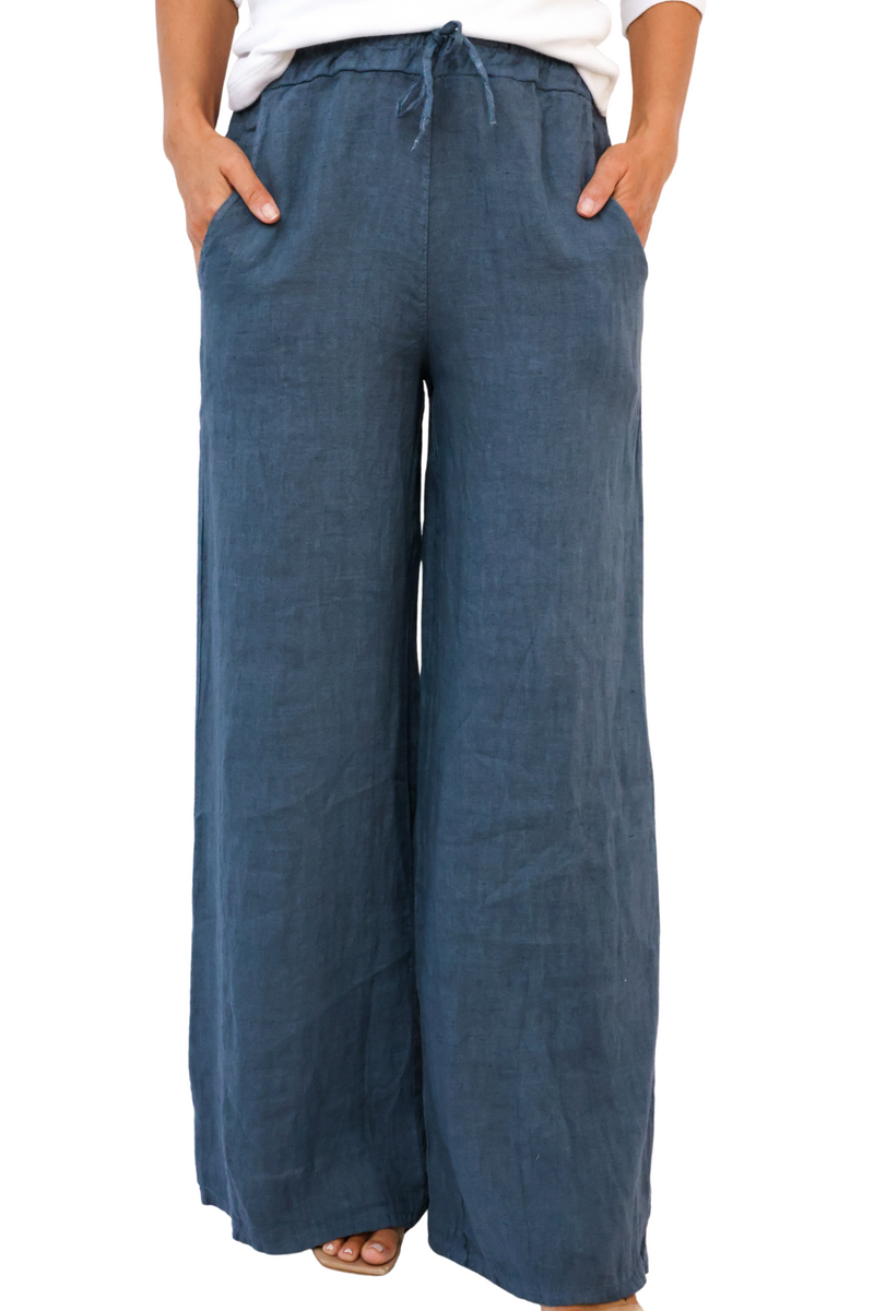 Venti6 Linen Wide Leg Pants
