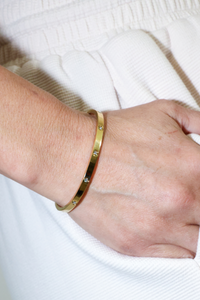 Thin Gold Toned and Crystal Bangle