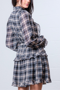 Ruffle Plaid Mini Dress