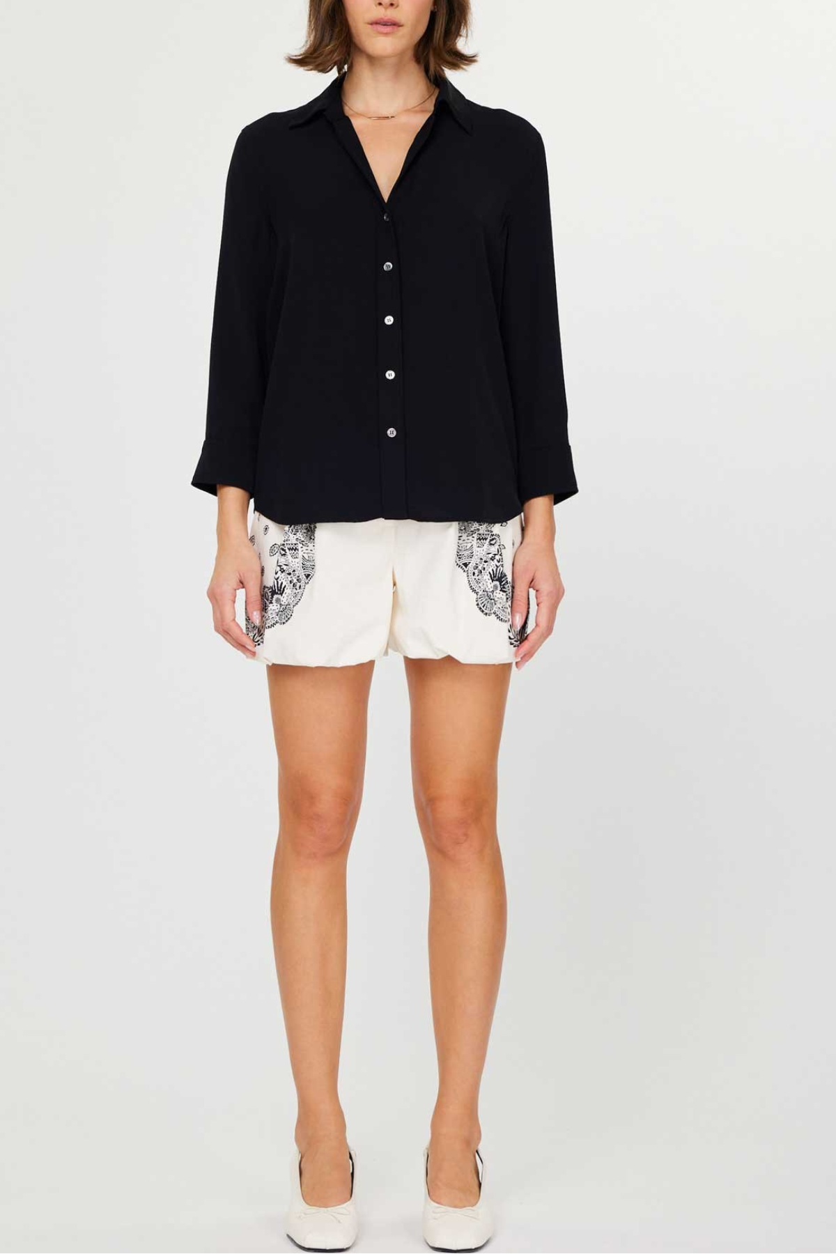 3/4 Sleeve Button Down Shirt