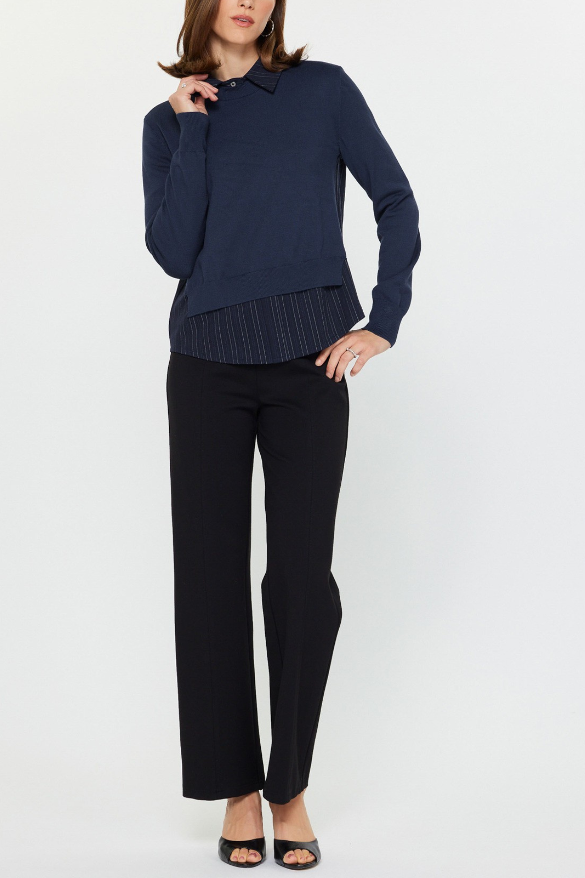 Woven Combo Sweater Shirt