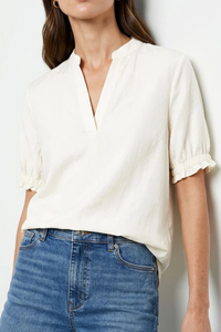 Short Sleeve Band Detail Blouse