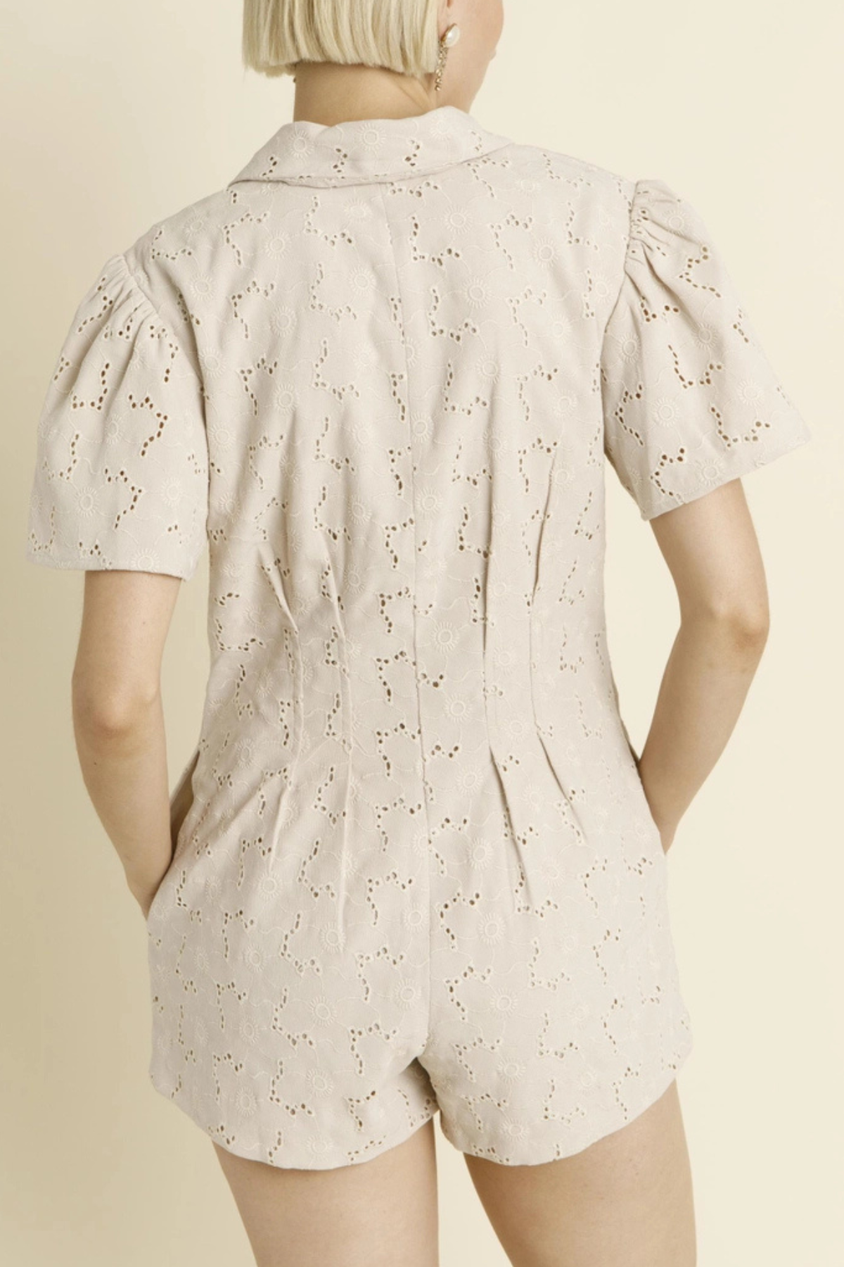 Pleated Twill Romper