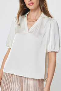 Collared V-Neck Blouse