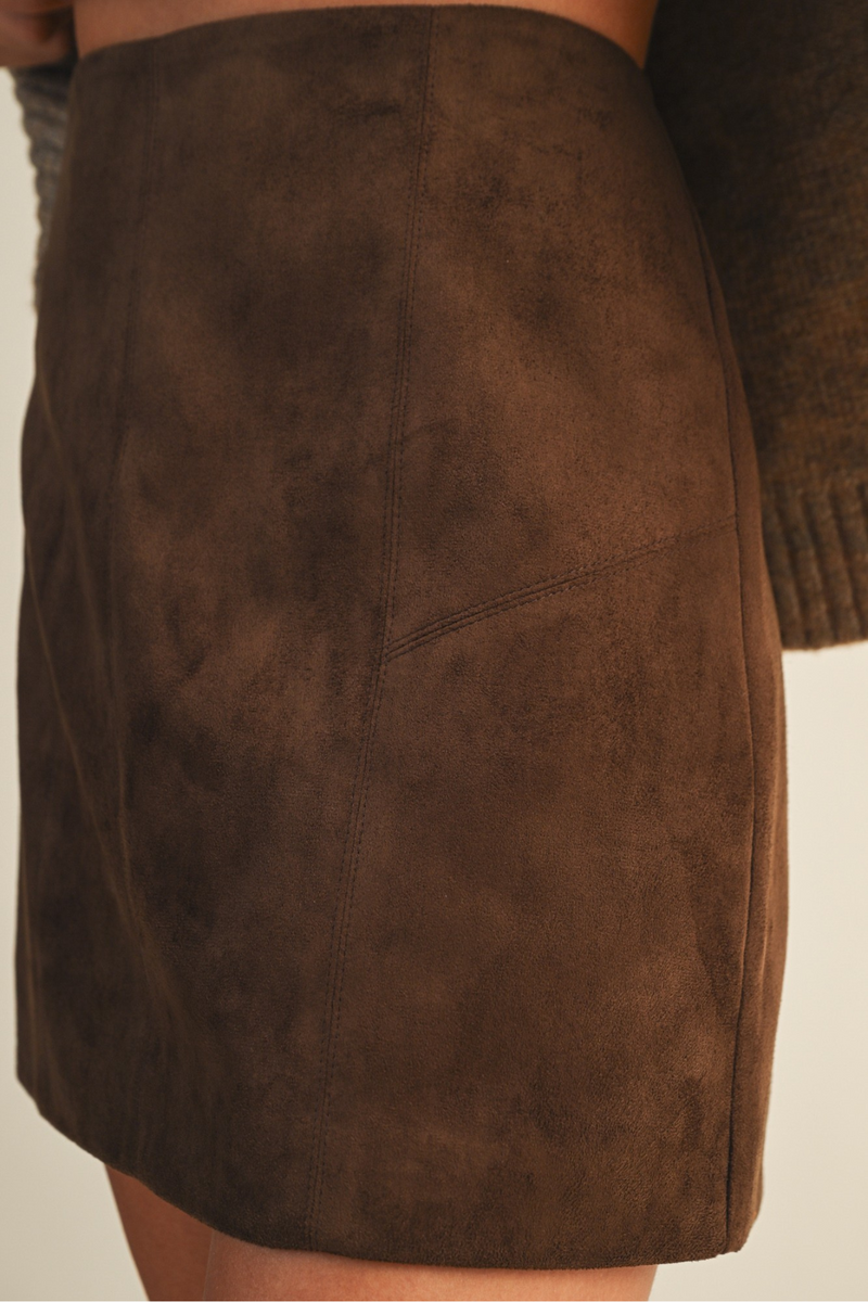 Fitted Suede Mini Skirt