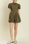 Bubble Hem Mini Shirt Dress