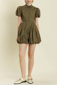 Bubble Hem Mini Shirt Dress