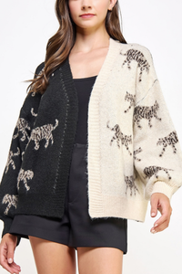 Leopard Color Block Cardigan