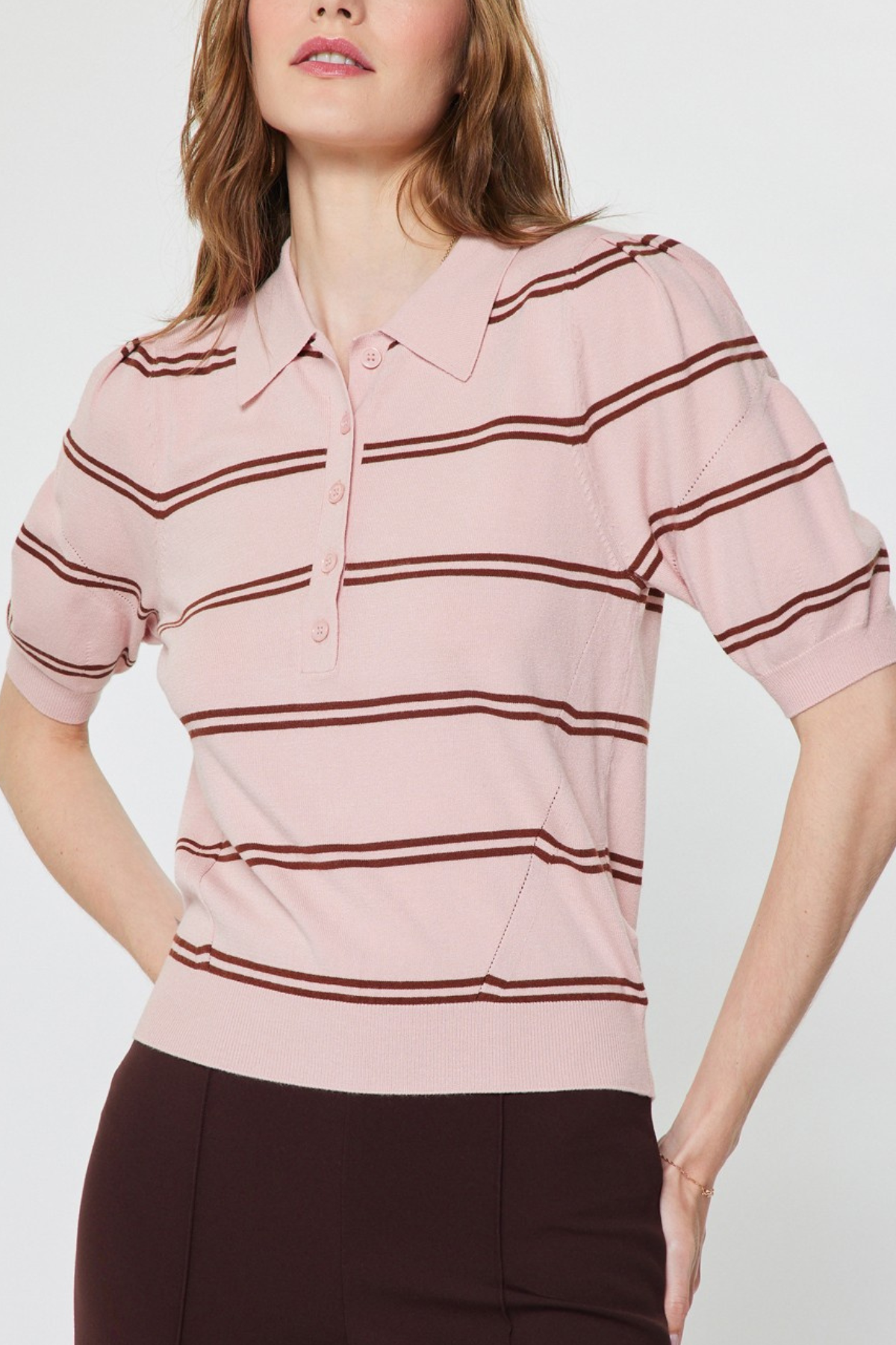 Short Sleeve Knit Polo Top
