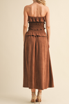 Suede Maxi Tube Ruffle Dress