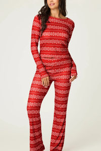 P.J. Salvage Crazy For The Holidays Fairisle Print Long Sleeve