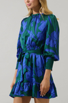 Busbee Floral Sevilla Satin Ruffle Dress