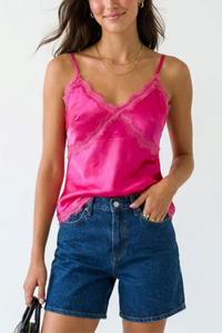 V-Neck Lace Trim Top